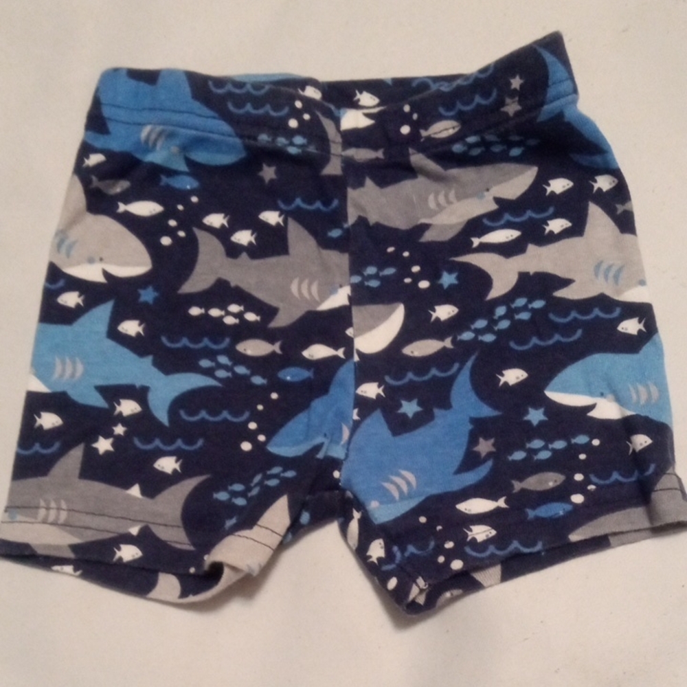 3 To 6 Months Size Shark Patterned Shorts